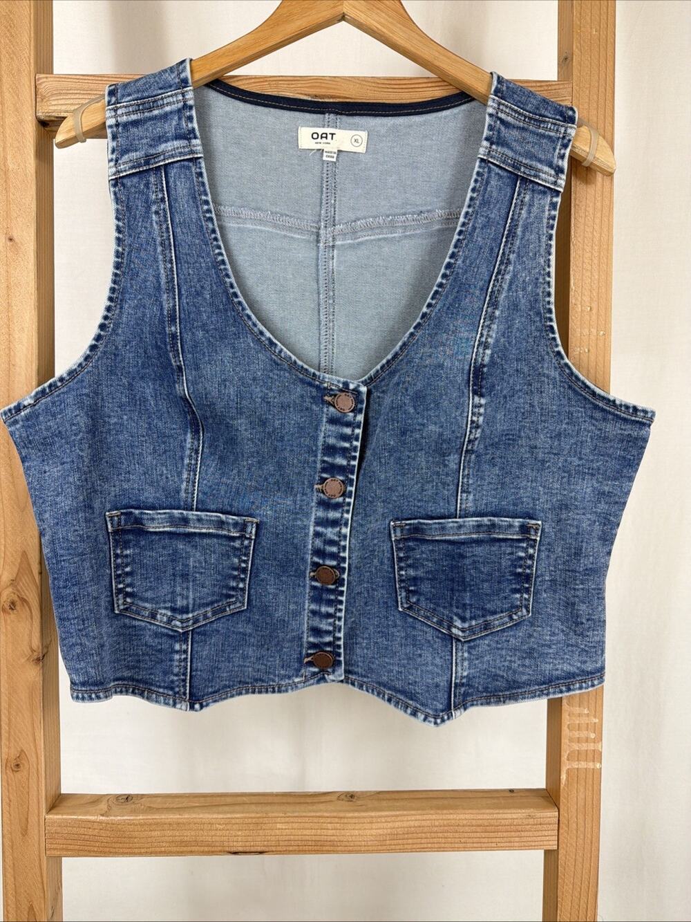 NWT Oat New York Button Up Denim Vest #1182 Size XL